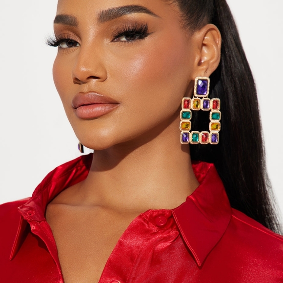 Large Rhinestone Earrings - Picture 2 of 3